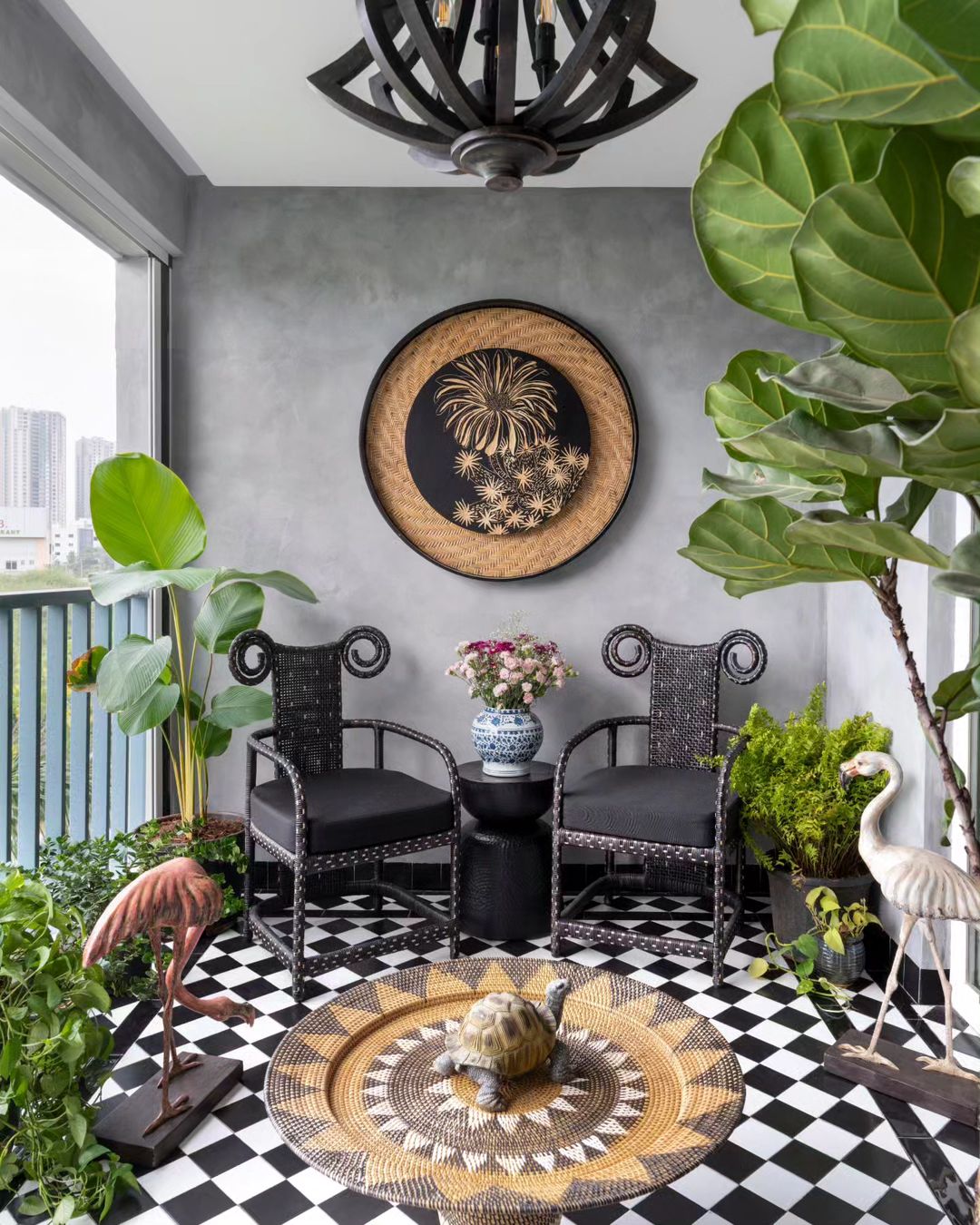 Elegant Checkerboard Balcony