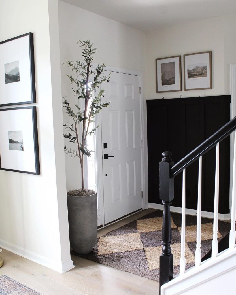 Entryway Flooring with Black Wainscoting