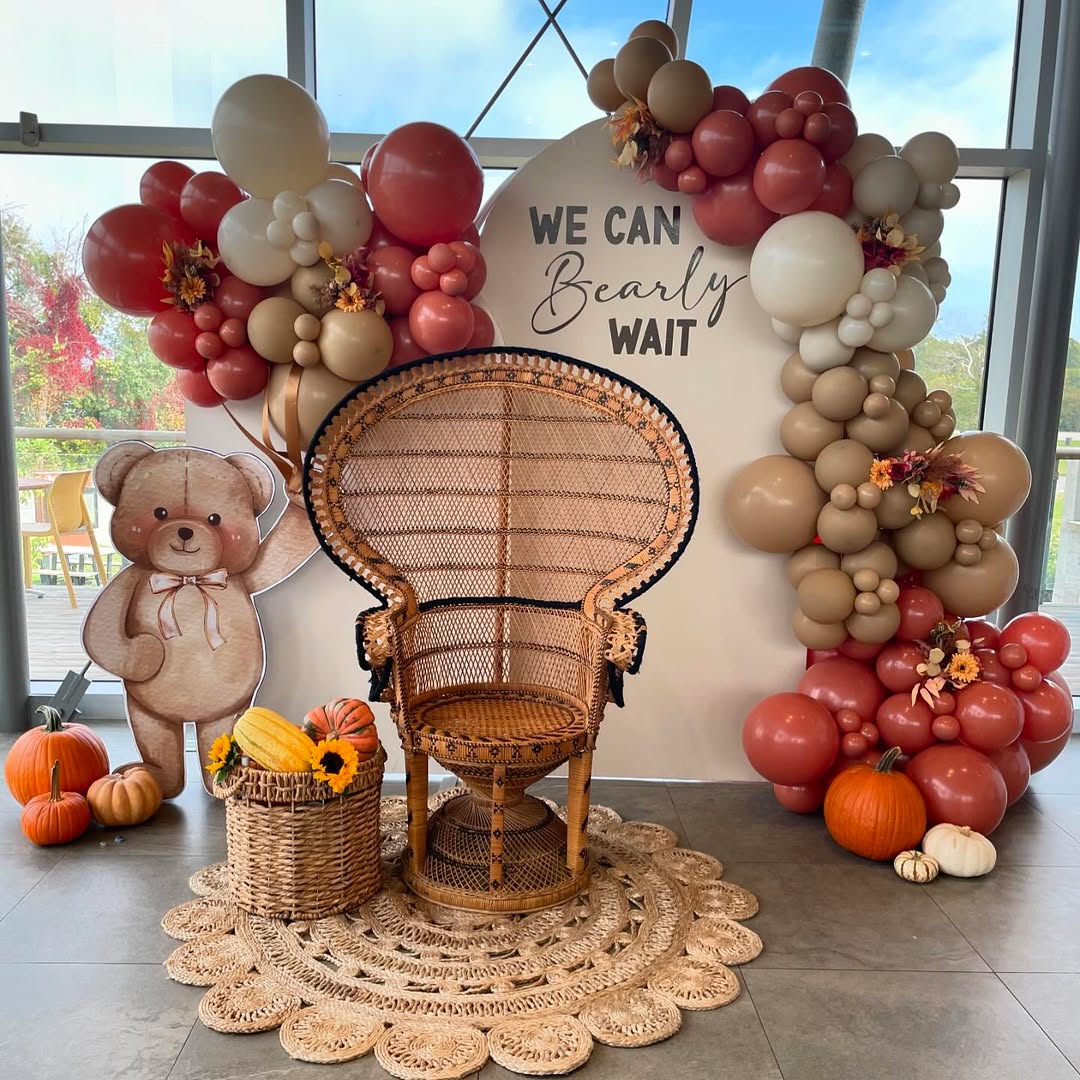 Fall Baby Shower with Pumpkins and a Bear