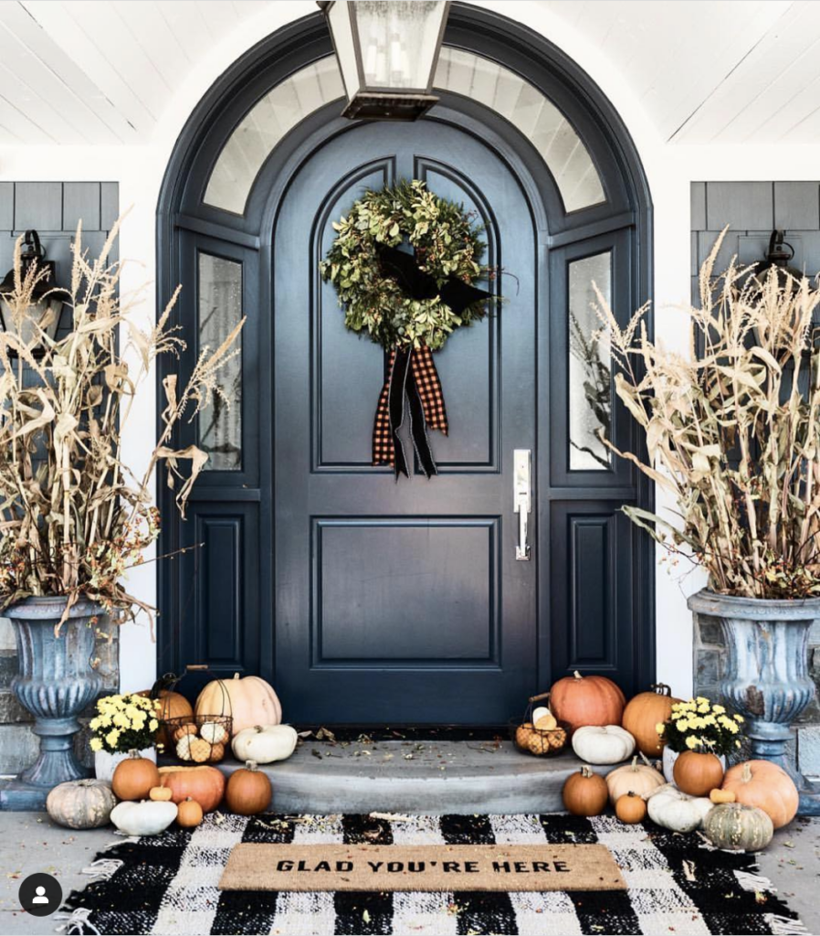 Fall Wreath on a Black Door
