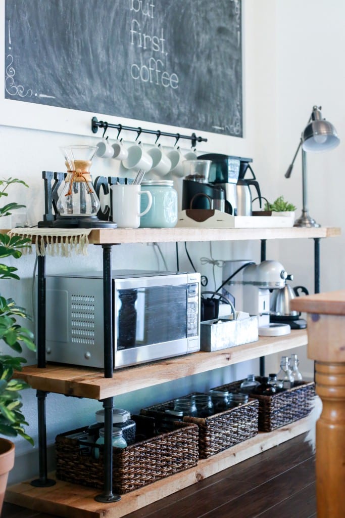 Farmhouse Coffee Bar with Black Pipe Details