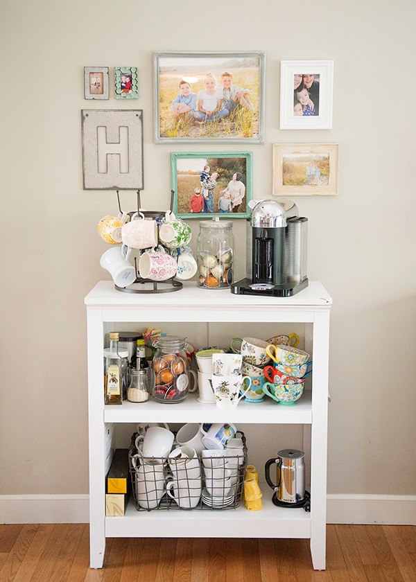 Farmhouse Coffee Bar with Colorful Mugs