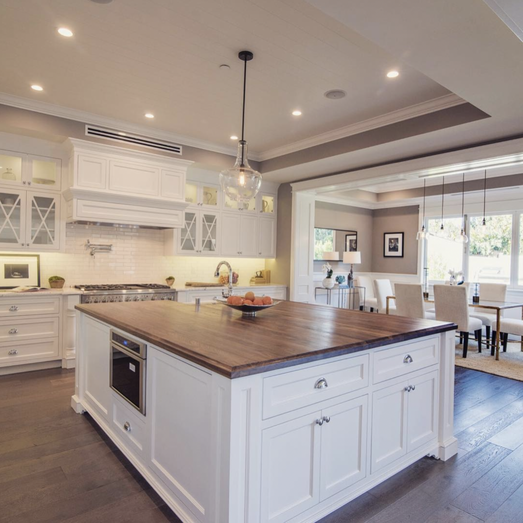Farmhouse White Kitchen Butcher Block