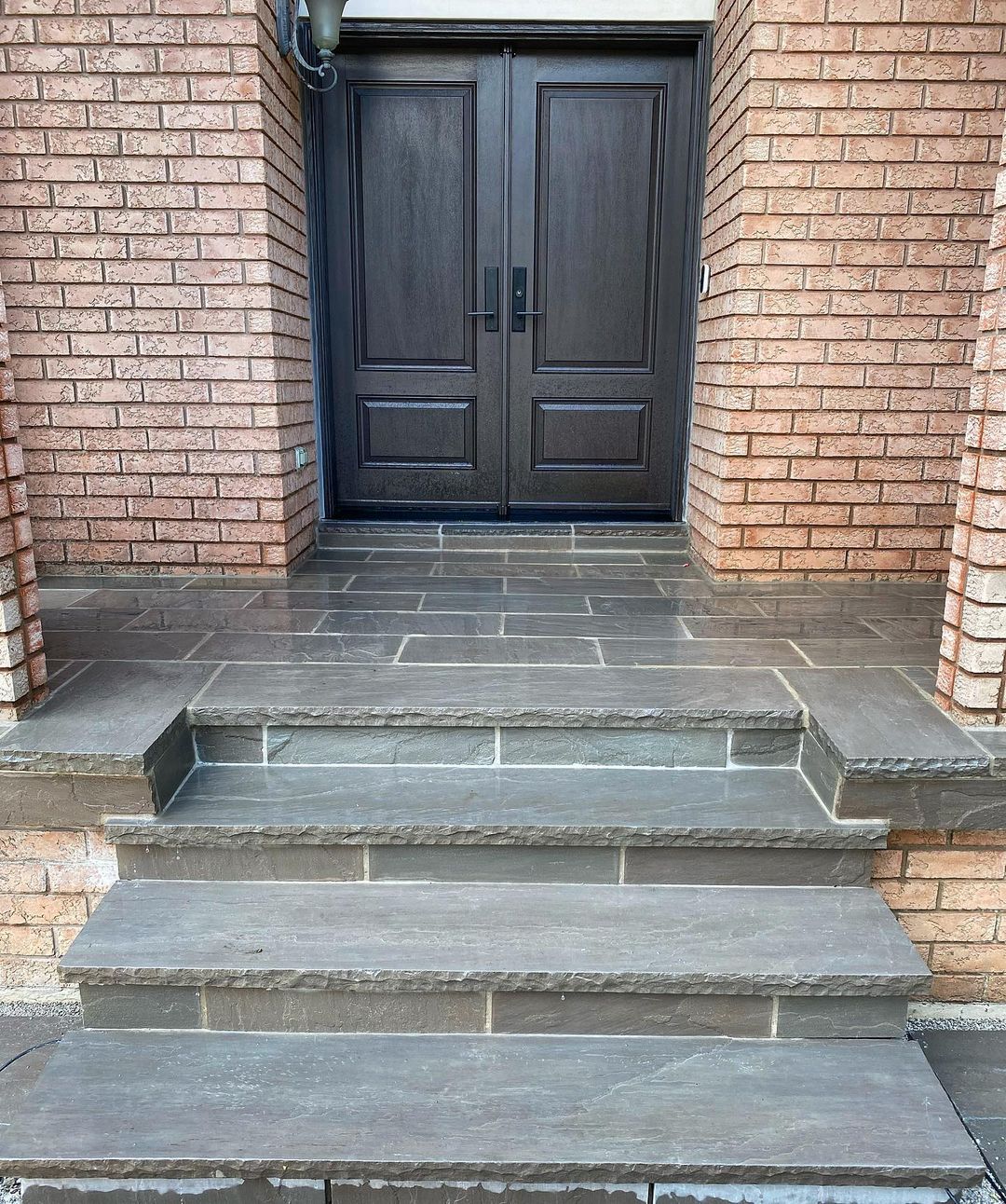 Faux Brick and Natural Stone at the Front Steps