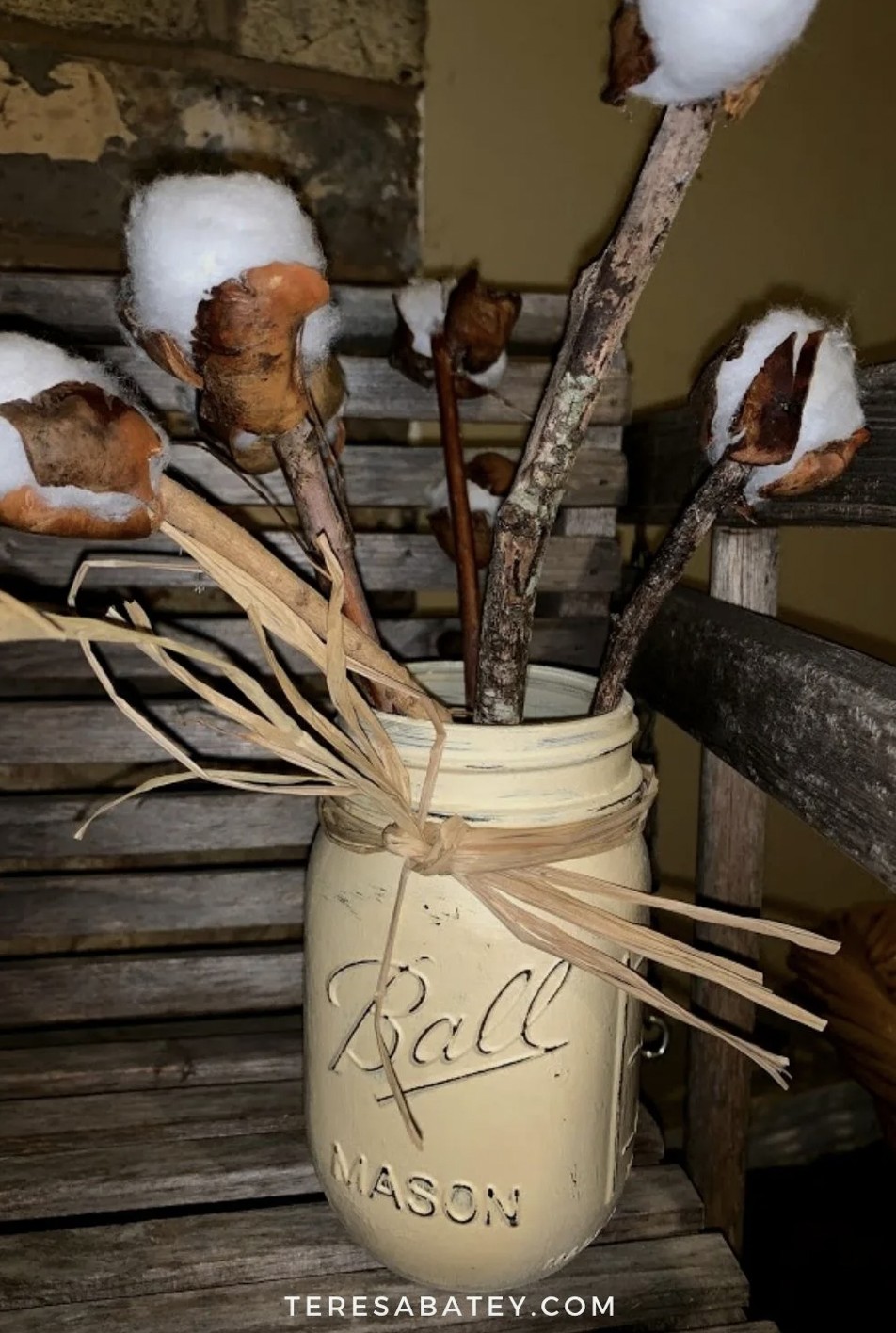 Faux Cotton Stems Dollar Tree Craft