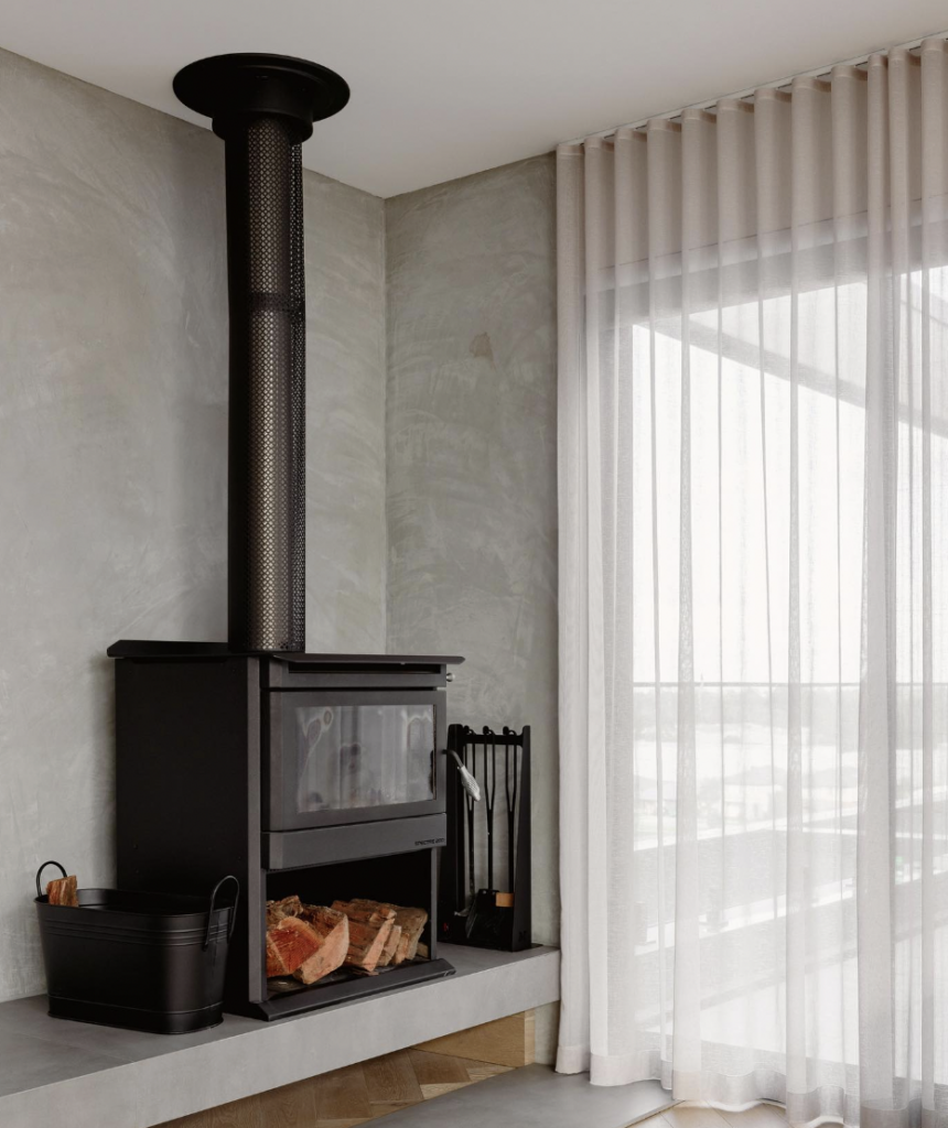 Fireplace in a Black Corner Setting