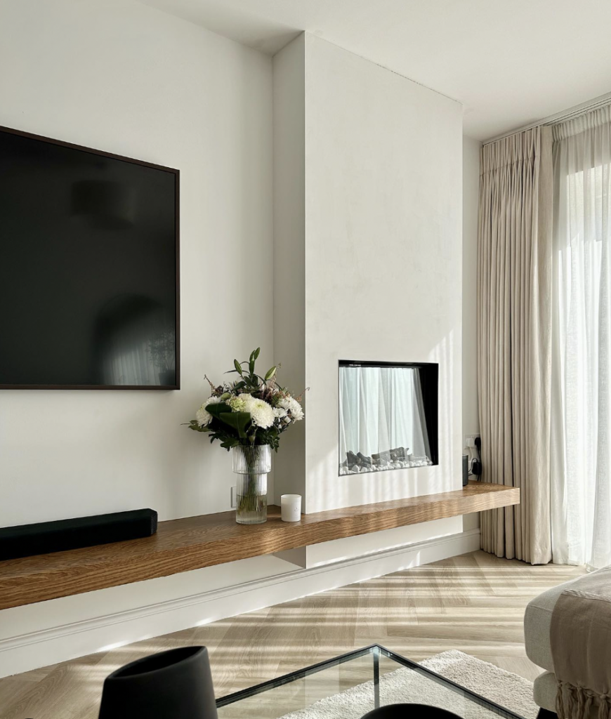 Floating Fireplace in a Modern Minimalist Style