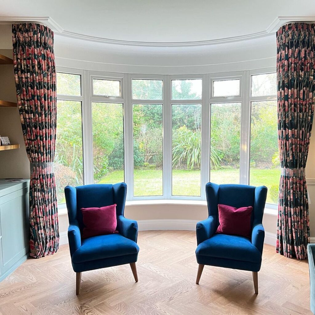 Floral Bedroom Bay Window Curtains