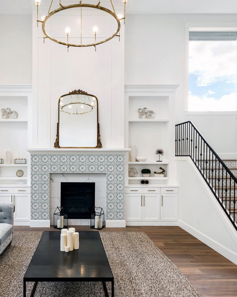 Floral Ceramic Fireplace Design