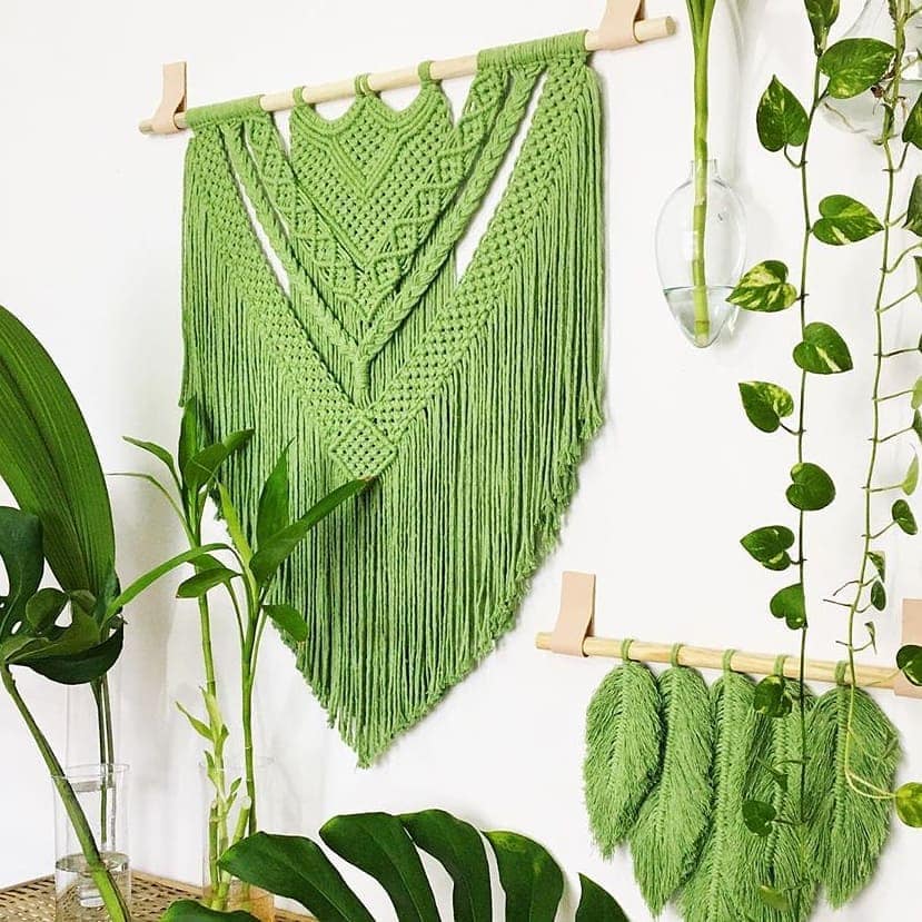 Forest Green Wall Hanging Made of Macrame