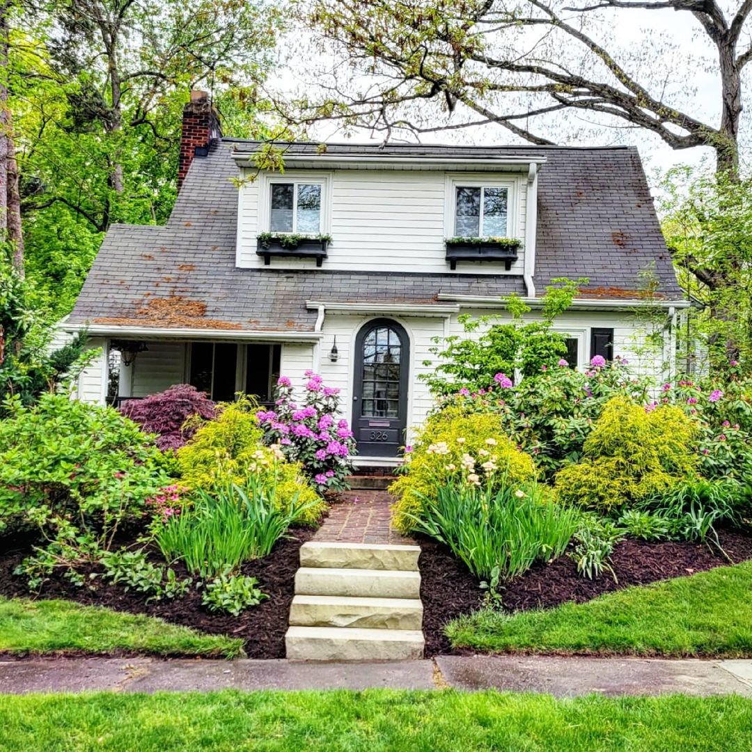 Front entrance stone stairs