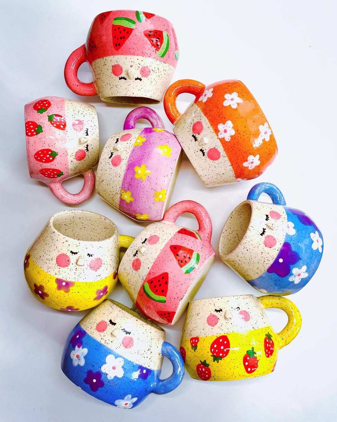 Fruit Floral and Face Mugs