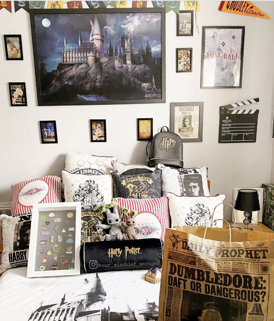Gallery Wall Behind the Bed as a Harry Potter Focal Point