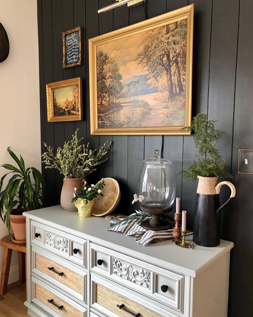 Gallery Wall Over Grandma's Hutch