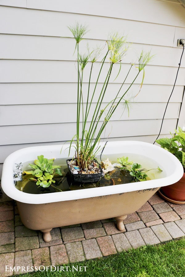 Garden Pond Made from a Repurposed Bathtub