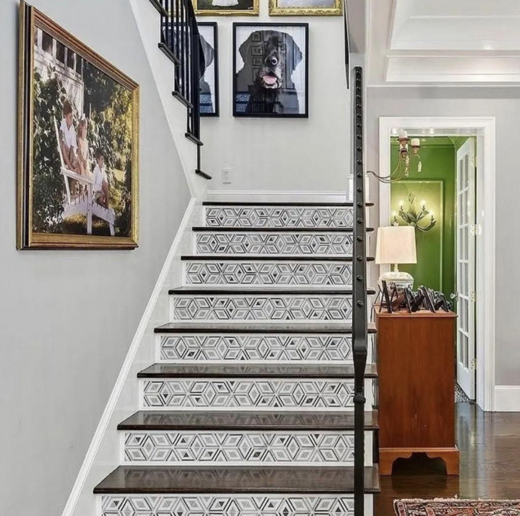 Geometric Diamond Stair Riser Tile