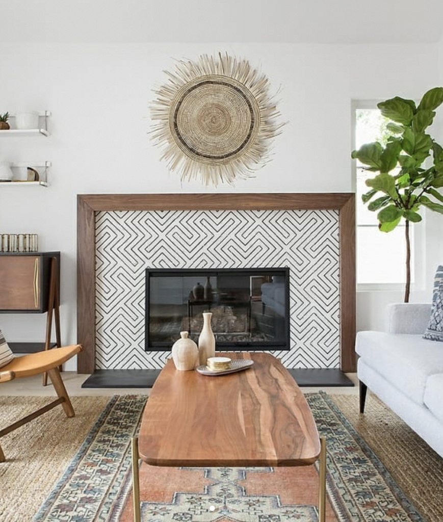 Geometric Fireplace Tile Ideas