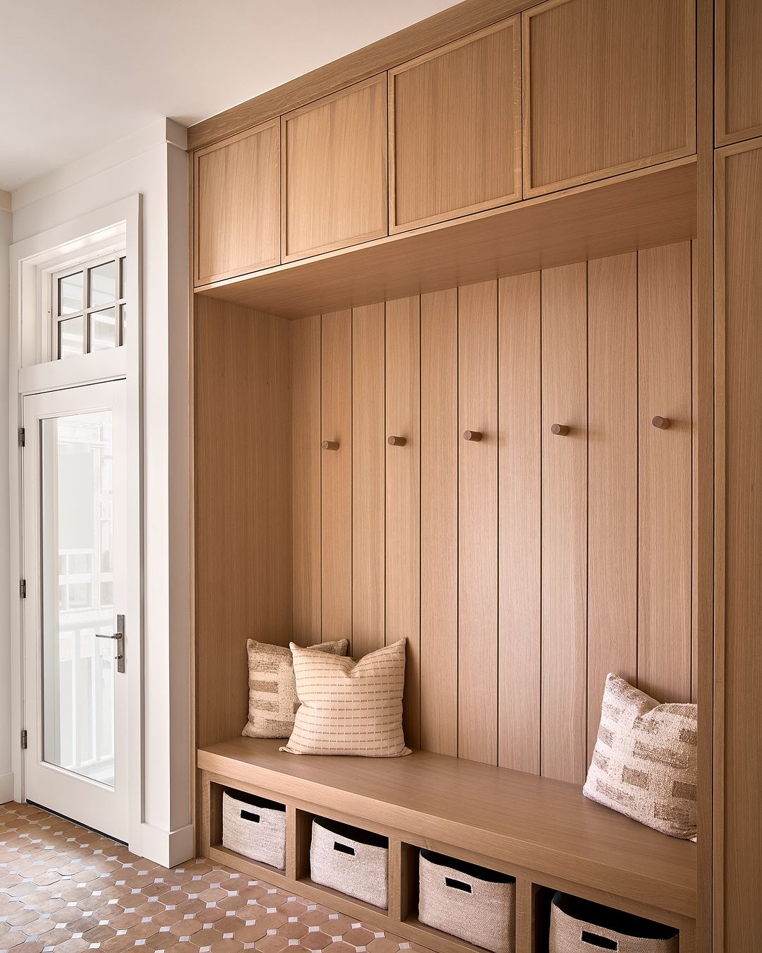 Geometric Wood Mudroom Floor