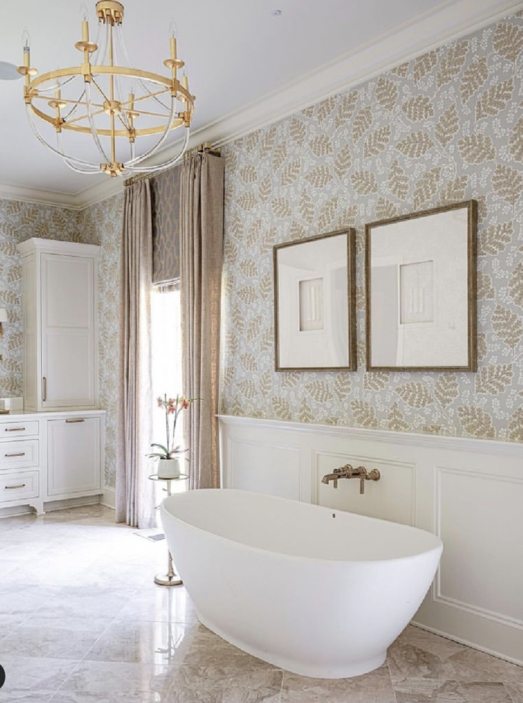 Gold Details in a White Bathroom