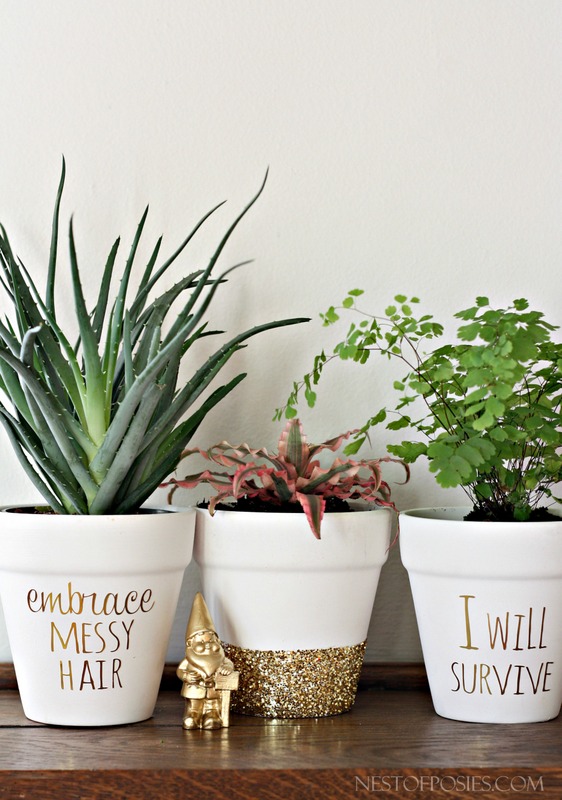 Gold Lettering Plant Pot