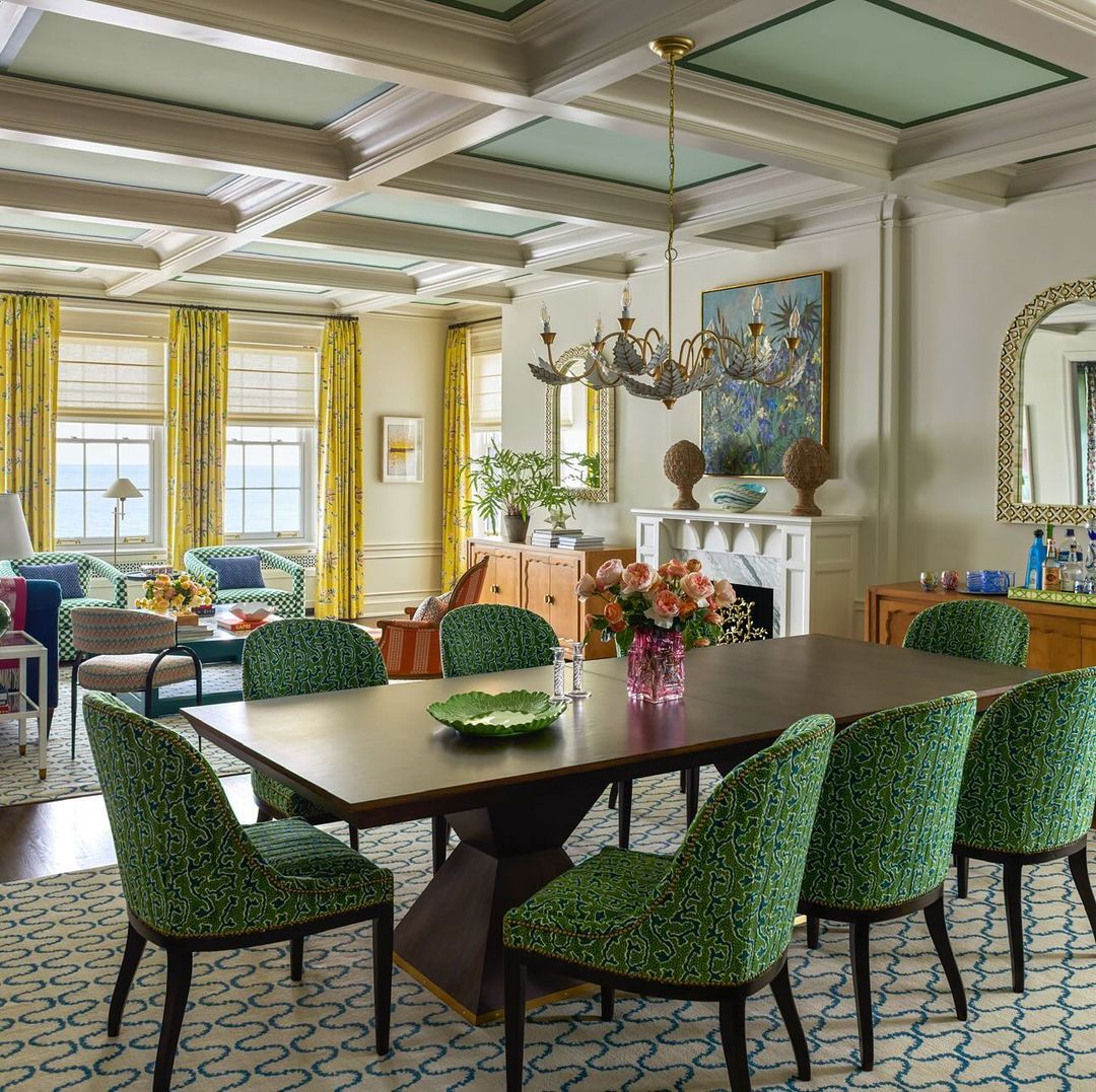 Grand Sunlit Eclectic Dining Room