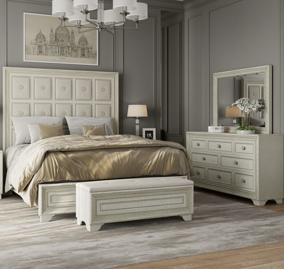 Gray Bedroom with Mirrors