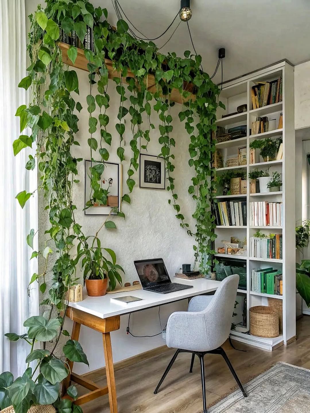 Green Curtain Without a Rod