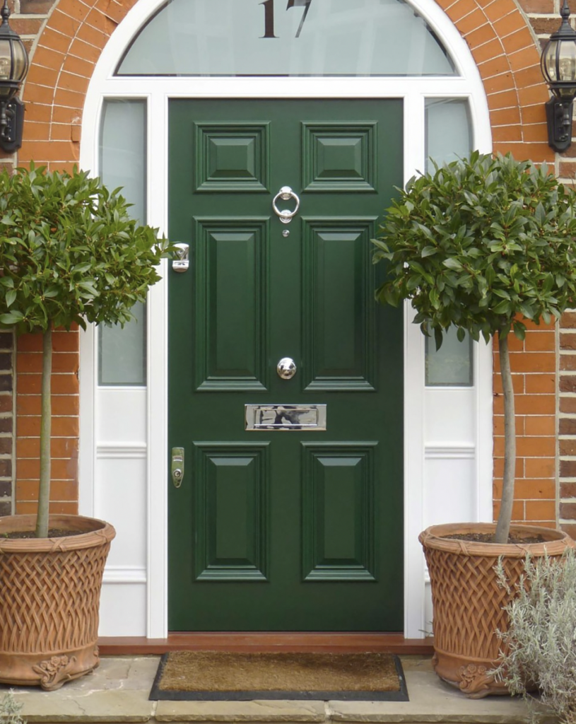 Green Front Door on a Red Brick House