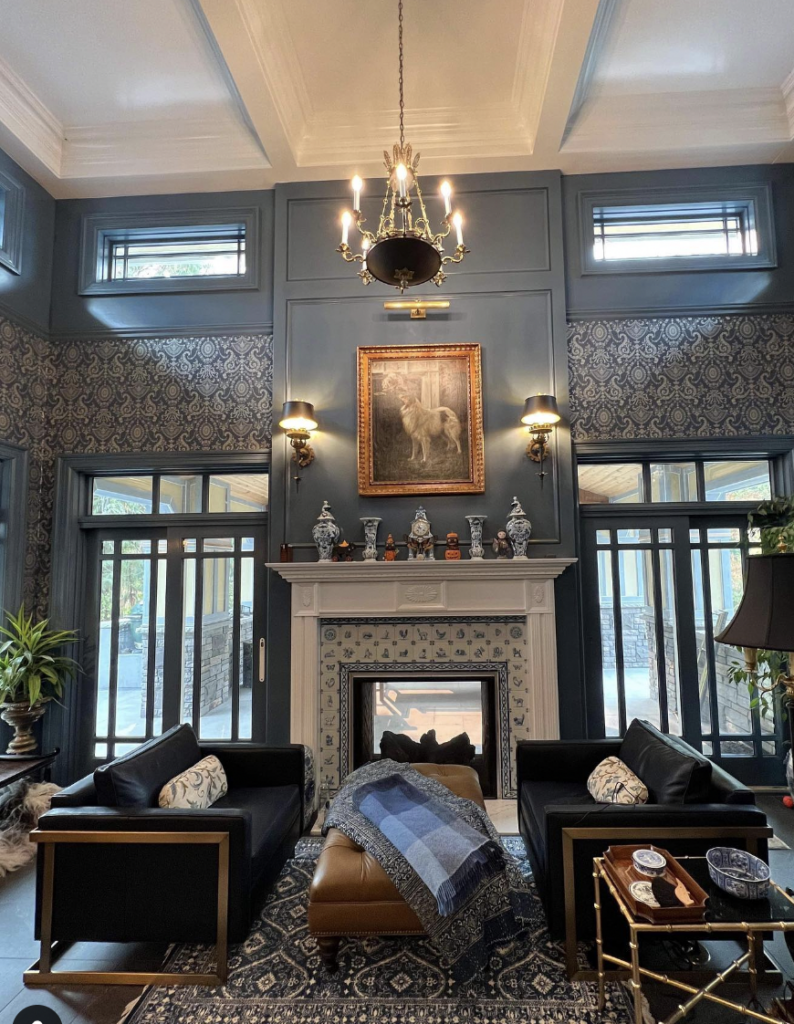 Green Hearth on a White Fireplace