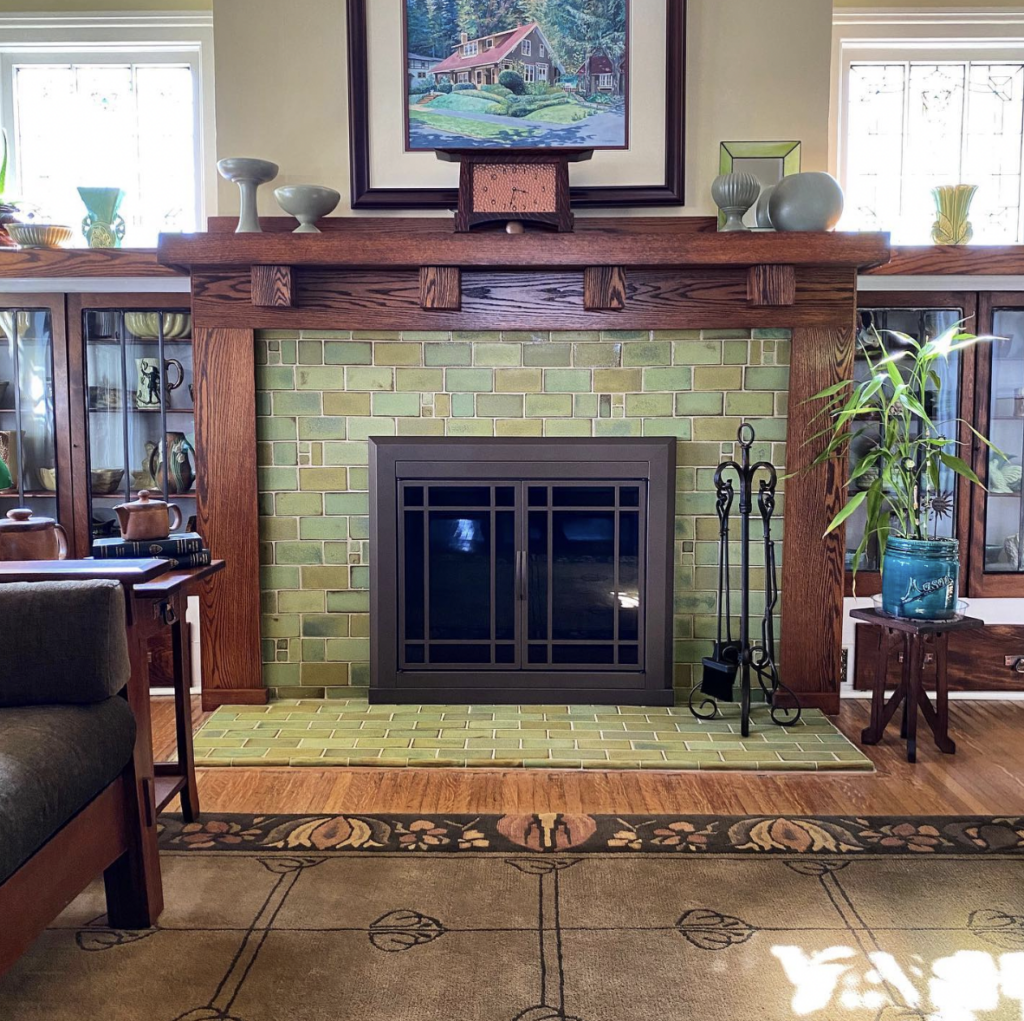 Green Subway Tile Hearth