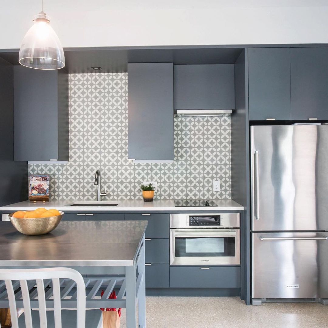 Grey and White Geometric Backsplash