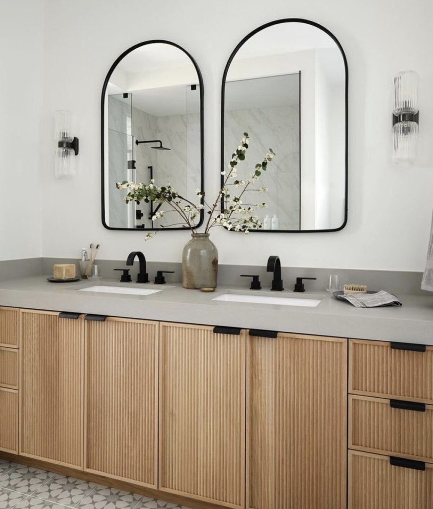 Grey Countertop And Black Hardware