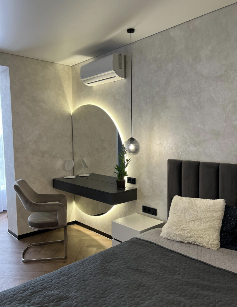 Grey Mirror for a Modern Bedroom