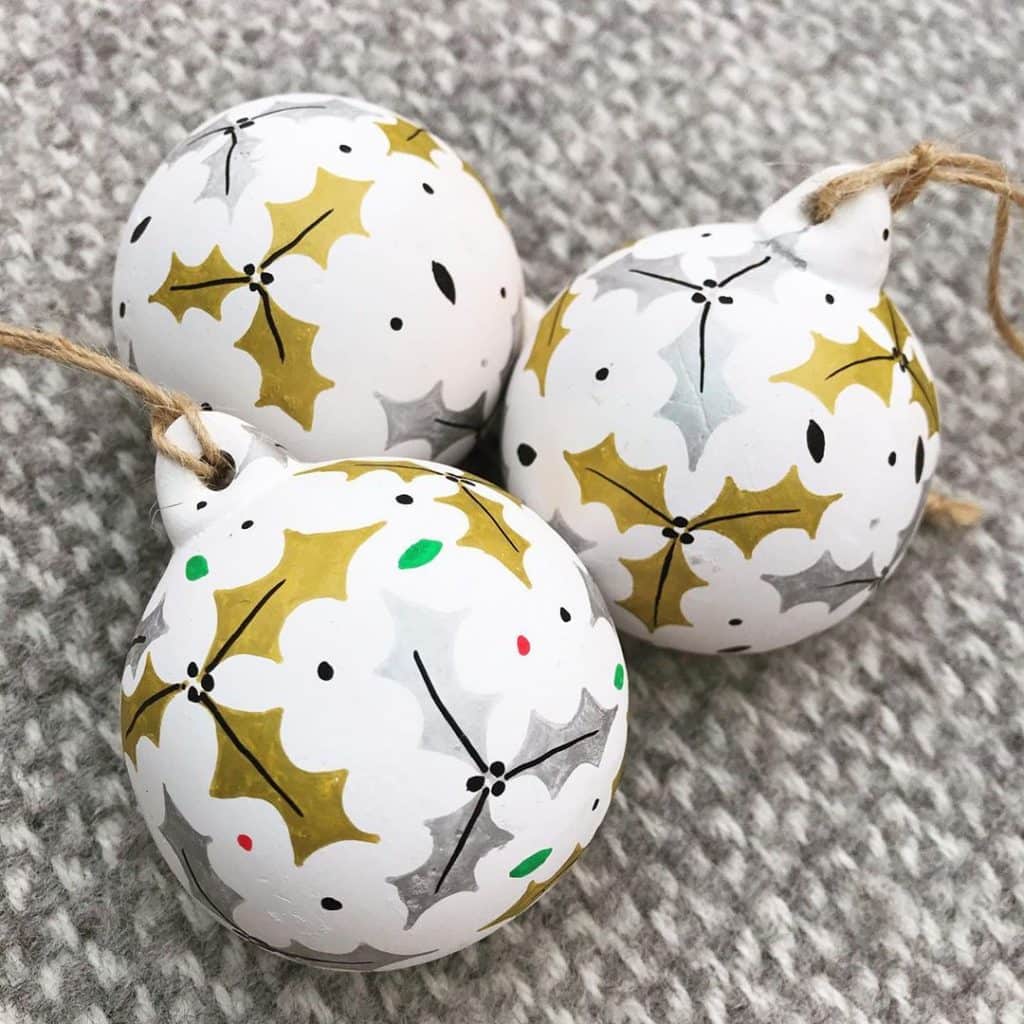 Handpainted Mistletoe Christmas Bauble