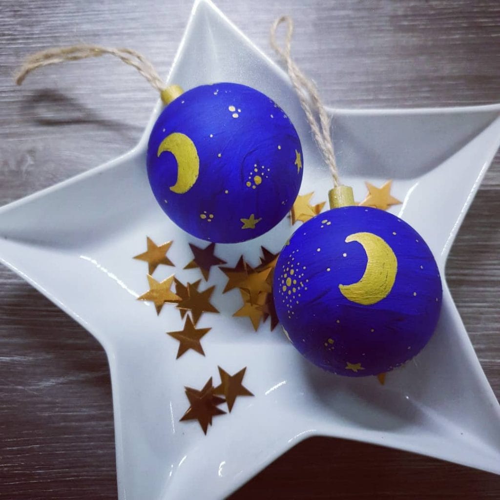 Handpainted Starry Night Christmas Bauble