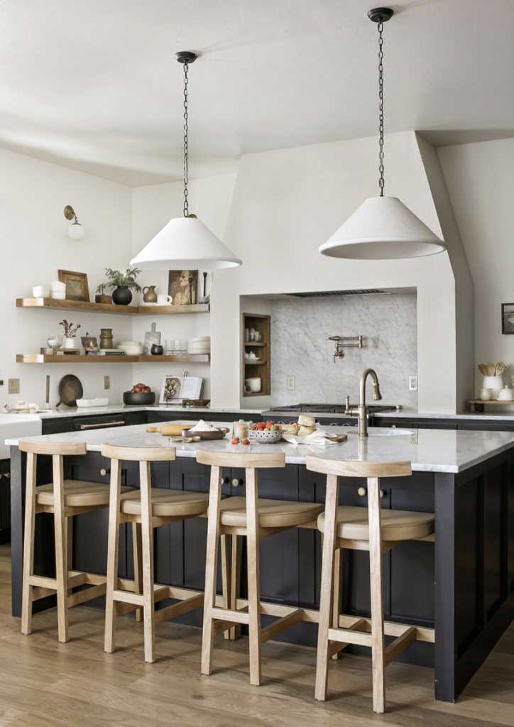 Hanging Light Fixture in White Above the Kitchen Sink