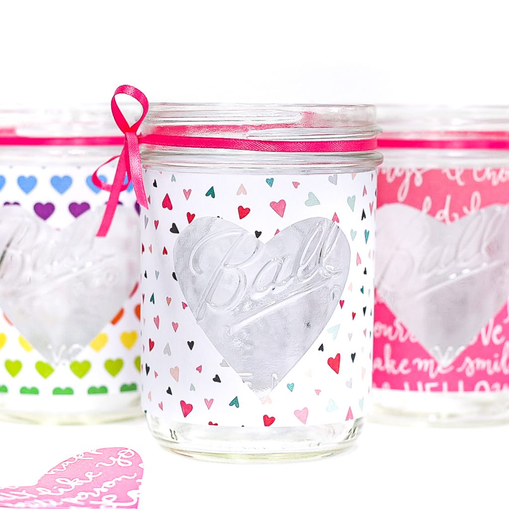 heart cut valentines day mason jar craft