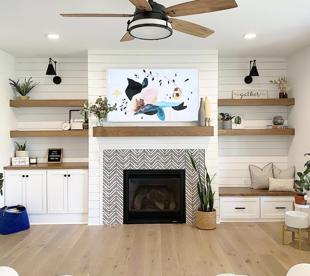 Herringbone Fireplace Tile in Two Colors