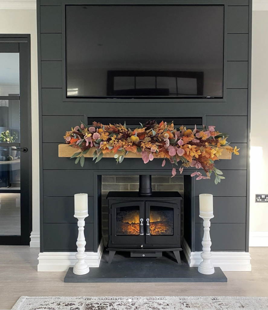 Highly Versatile Black Shiplap Fireplace for Farmhouse, Rustic, Modern, and Industrial Styles