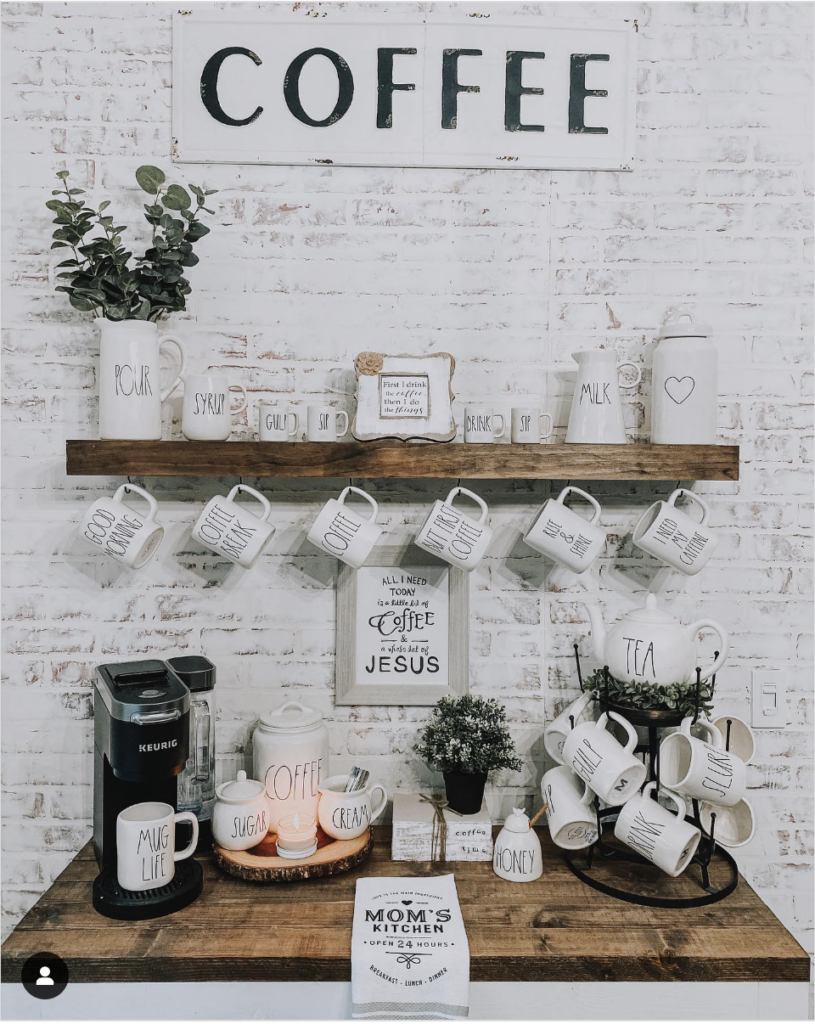 Home Coffee Bar Stone Backdrop