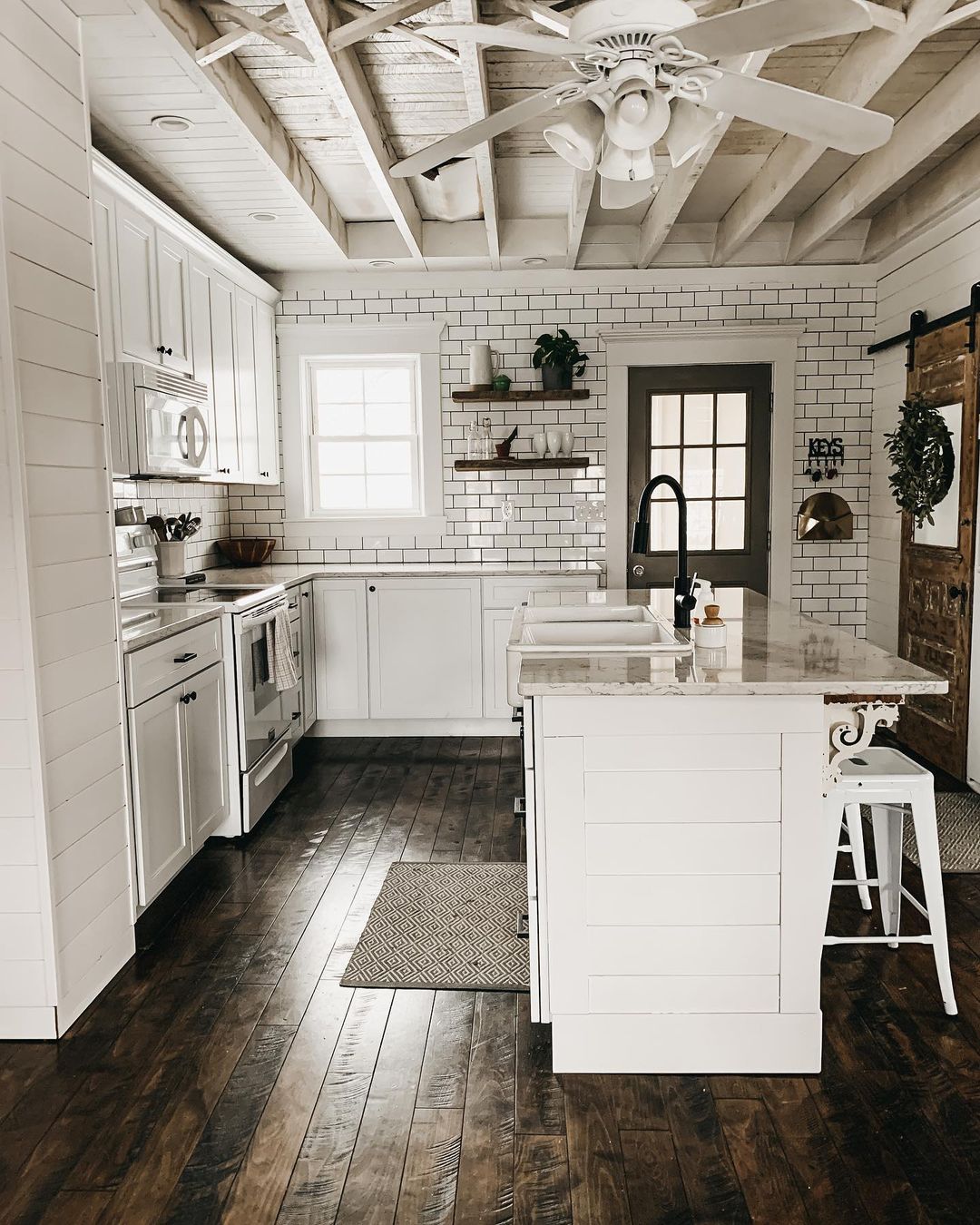 Homestead Kitchen Island with Rustic Shiplap
