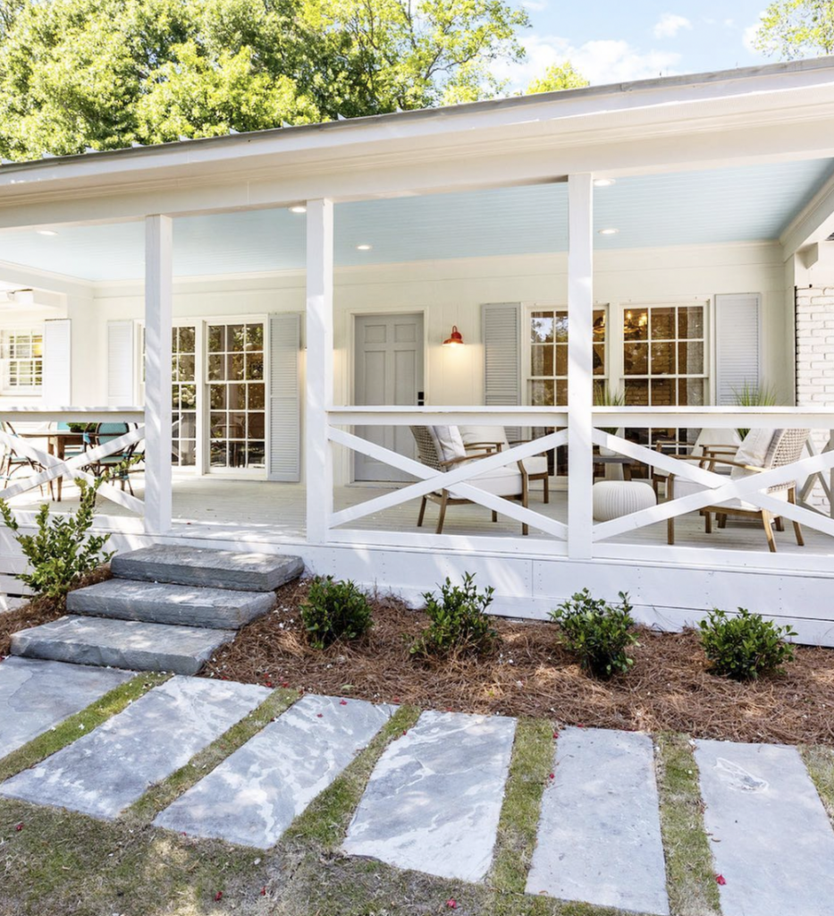 Iron Porch Railing with Concrete Front Steps