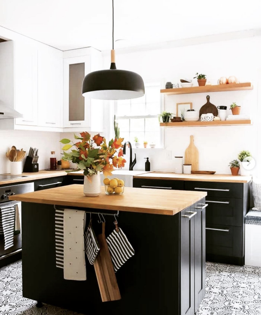 Kitchen with Modern Farmhouse Style and Black Detail