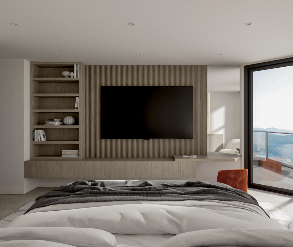 Large TV in a Modern Bedroom
