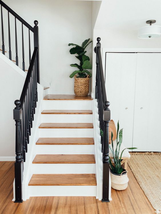 Large Wood Planter at the Stair Landing