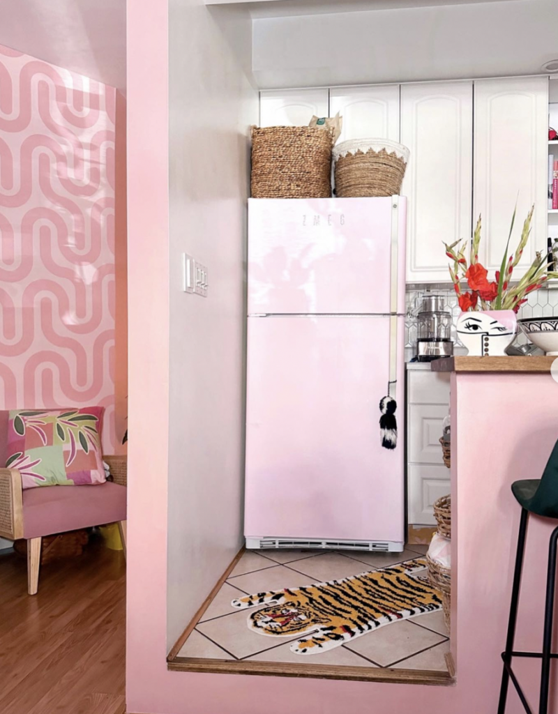 Large Woven Baskets Above the Refrigerator