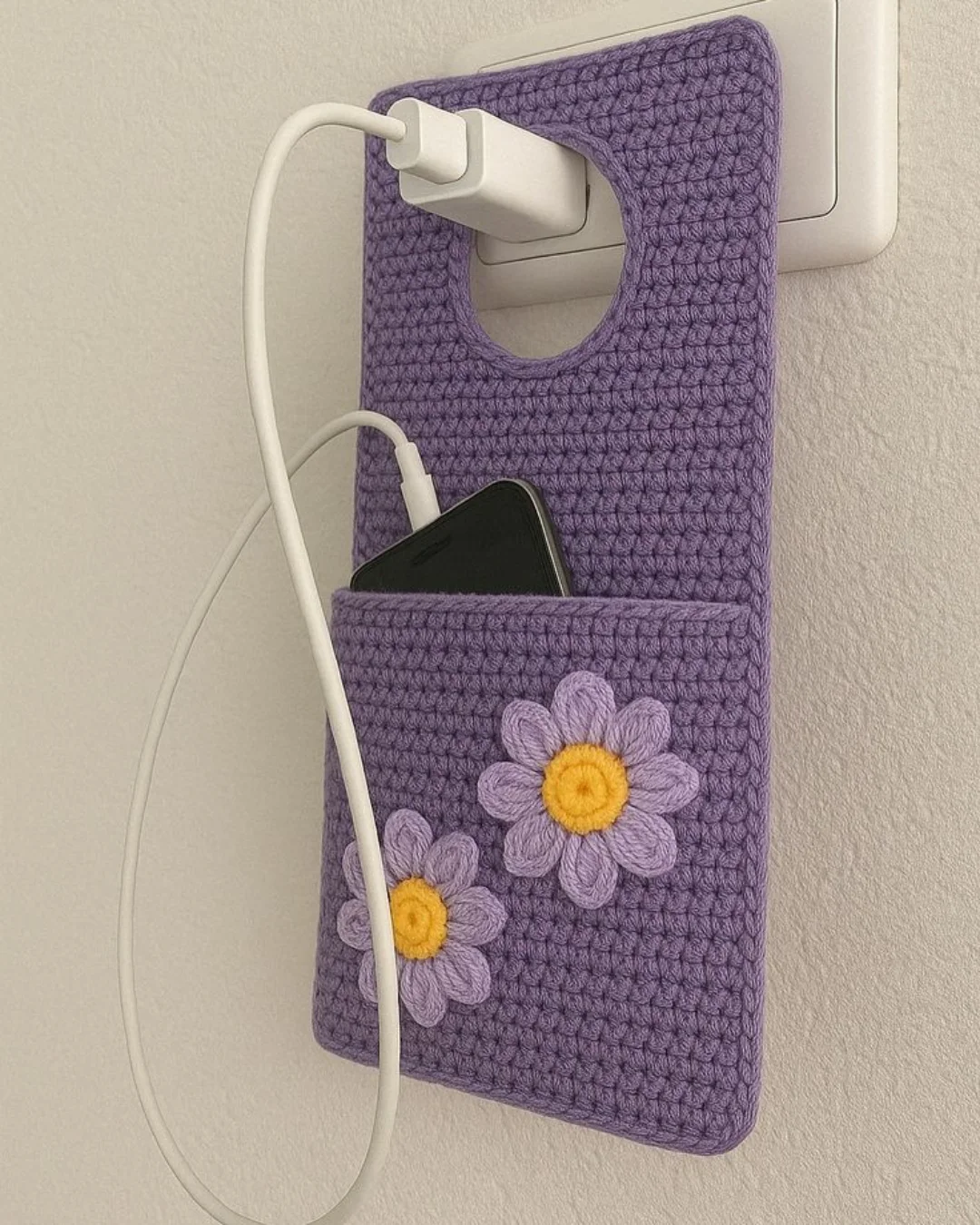 Lavender Charging Station Wall Pocket