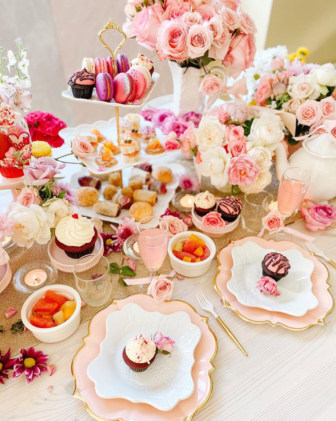 Layered Dessert Display on a Tiered Tray