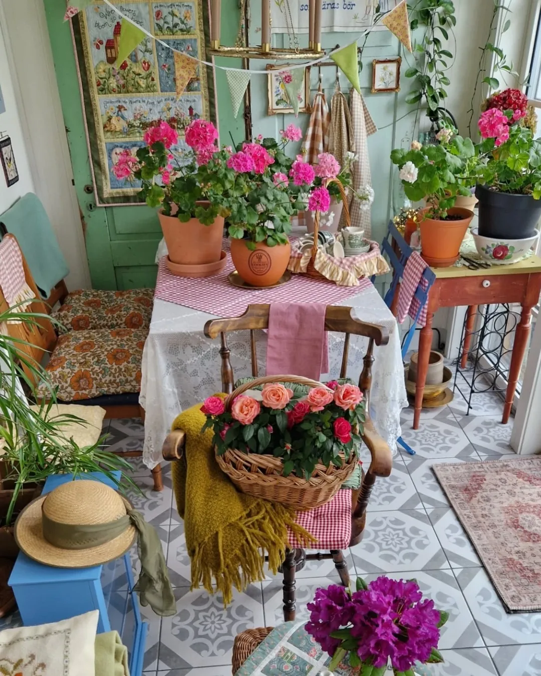 Layered Textiles Floral Shed Decor