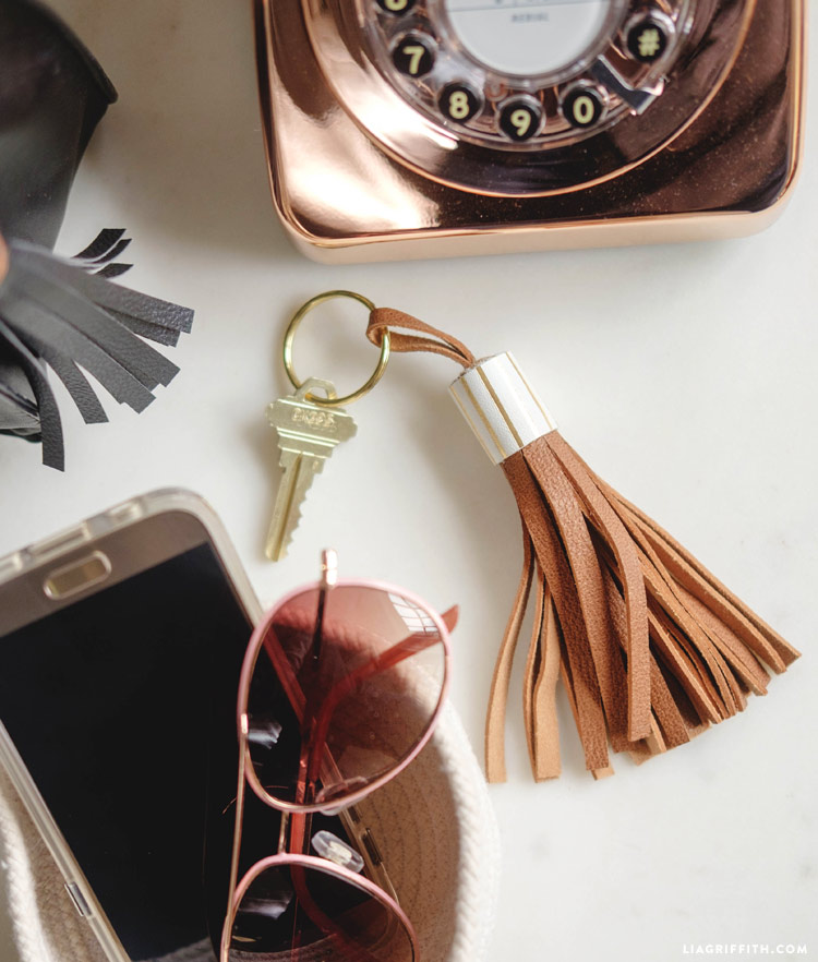 Leather Keychain with Tassel